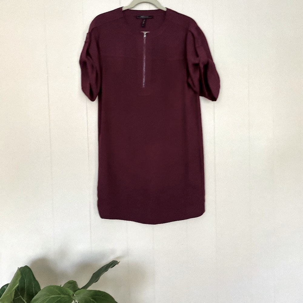 BCBGMaxAzria | Burgundy Short Sleeve Knee length Dress | S